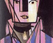 白色和粉红色的肖像 - 亨利·马蒂斯